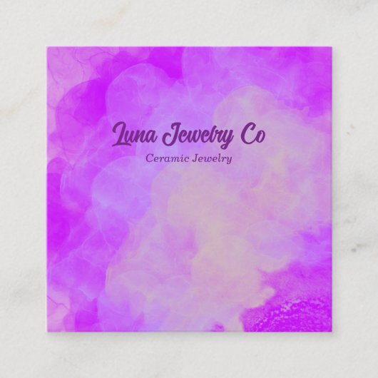 Purple Flower Burst Jewelry Craft Business Card スクエア名刺 (正面)