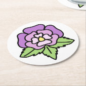 Purple Flower Coaster ラウンドペーパーコースター (アングル)