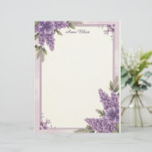 Purple Flower Corners Stationery Paper レターヘッド (スタンド正面)