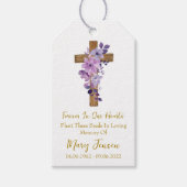 Purple flower Cross Memorial Funeral Seed Packet  ギフトタグ (正面)