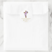 Purple Flower Cross Memorial Funeral Seed Packet ラウンドシール (バッグ)
