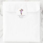 Purple Flower Cross Memorial Funeral Seed Packet ラウンドシール (バッグ)