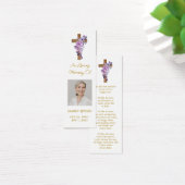Purple flower Cross Photo Funeral Bookmark (デスク)