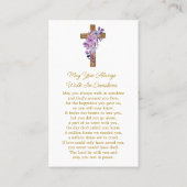Purple Flower Cross Photo Funeral Prayer Card 名刺 (裏面)
