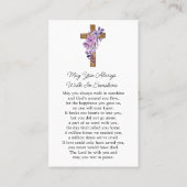 Purple Flower Cross Photo Funeral Prayer Card 名刺 (裏面)
