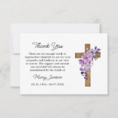 Purple flower Cross Sympathy Thank You Card サンキューカード (正面)
