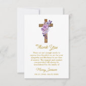 Purple flower Cross Sympathy Thank You Card サンキューカード (正面)