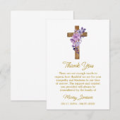 Purple flower Cross Sympathy Thank You Card サンキューカード (正面/裏面)