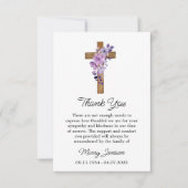Purple flower Cross Sympathy Thank You Card サンキューカード (正面)