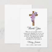 Purple flower Cross Sympathy Thank You Card サンキューカード (正面/裏面)