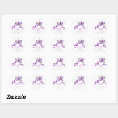 Purple Flower Greenery Ribbon Birthday ラウンドシール (シート)