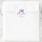 Purple Flower Greenery Ribbon Birthday ラウンドシール (バッグ)