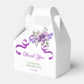 Purple Flower Greenery Ribbon Birthday Thank You フェイバーボックス (裏面サイド)
