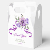 Purple Flower Greenery Ribbon Birthday Thank You フェイバーボックス (オープン)