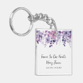 Purple Flower Memorial Funeral Photo キーホルダー (正面左)