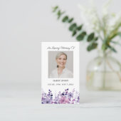 Purple Flower Memorial Photo Funeral Prayer Card 名刺 (スタンド正面)