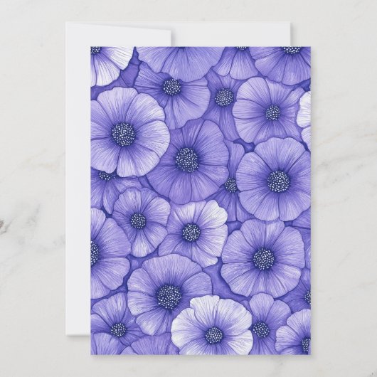Purple flower pattern border elegant script name ノートカード (裏面)