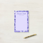Purple flower pattern border elegant script name ポストイット (デスク上)