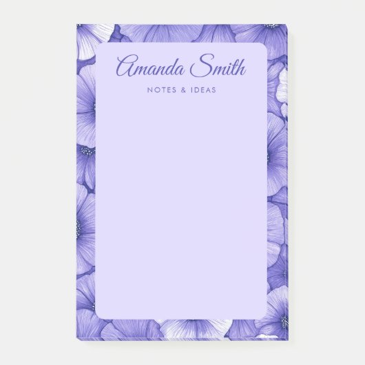 Purple flower pattern border elegant script name ポストイット (正面)