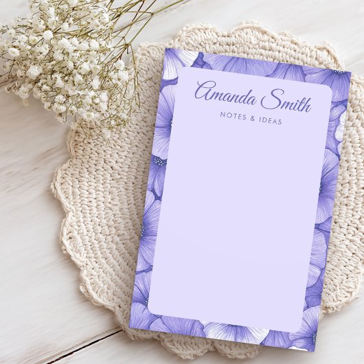 Purple flower pattern border elegant script name ポストイット