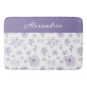 Purple Flower Pattern Custom Name  バスマット (正面)