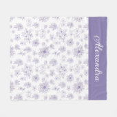Purple Flower Pattern Custom Name  フリースブランケット (正面(横))