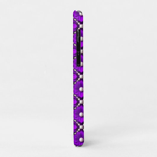 Purple Flower Pattern With Pearl Beads Case-Mate iPhoneケース (裏面/左)