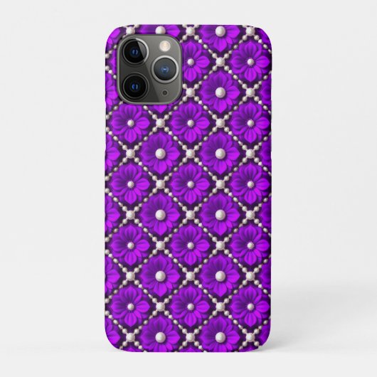 Purple Flower Pattern With Pearl Beads Case-Mate iPhoneケース (裏)