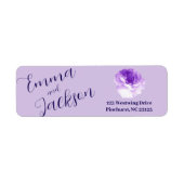 Purple Flower Script Return Address Label ラベル (正面)