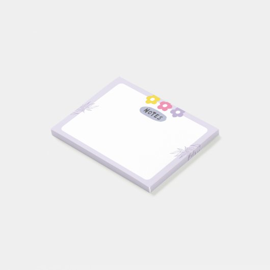 Purple flower sticky notes ポストイット (アングル)
