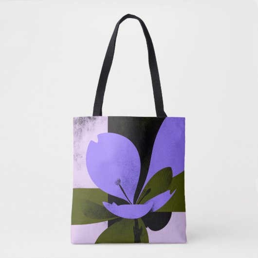 Purple Flower Tote Bag – Modern Abstract Floral De トートバッグ (正面)