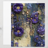 Purple Flower Vintage Junk Journal Scrapbook Paper (正面/裏面)