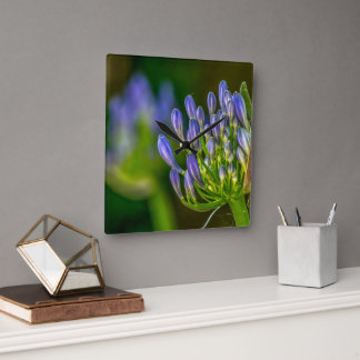 Purple Flower Wall Clock スクエア壁時計