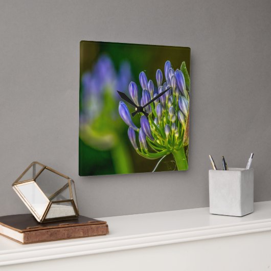 Purple Flower Wall Clock スクエア壁時計 (オフィス)