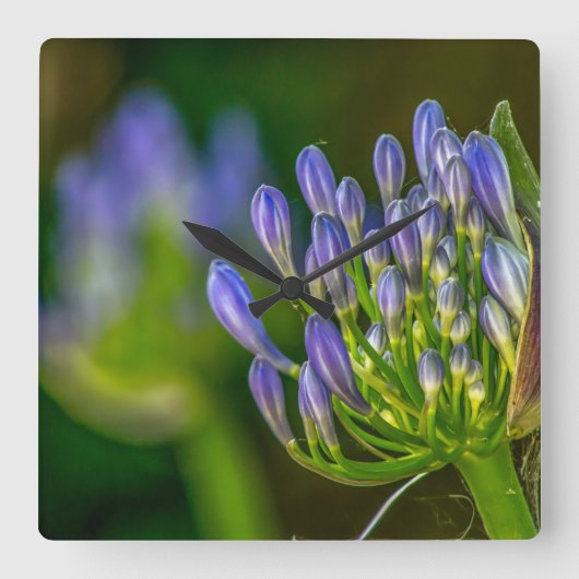 Purple Flower Wall Clock スクエア壁時計 (正面)