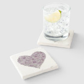 Purple flowered heart coaster ストーンコースター (横)