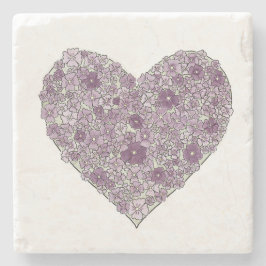 Purple flowered heart coaster ストーンコースター