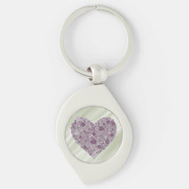 Purple flowered heart keychain キーホルダー