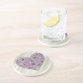 Purple flowered heart round coaster コースター (側面)