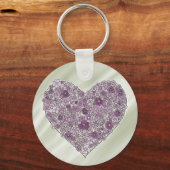 Purple flowered heart round keychain キーホルダー (裏面)