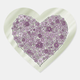 Purple flowered heart sticker ハートシール
