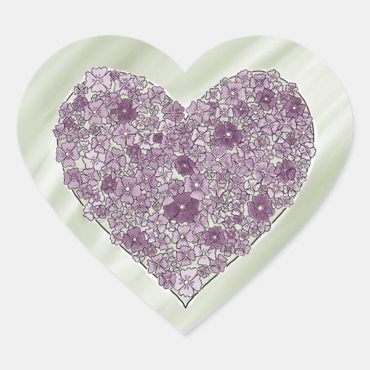 Purple flowered heart sticker ハートシール (正面)