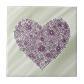 Purple flowered heart tile タイル (正面)