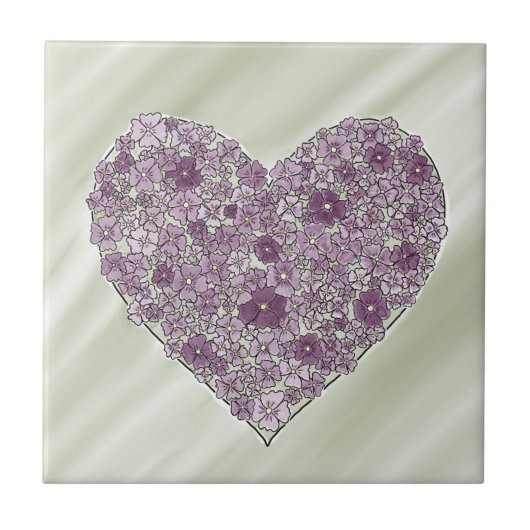 Purple flowered heart tile タイル (正面)
