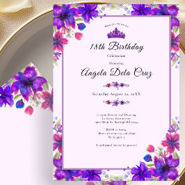 Purple Flowers 18th Birthday Debut 招待状