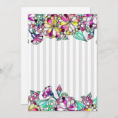 Purple flowers and grey stripes サンキューカード (正面/裏面)