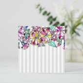 Purple flowers and grey stripes サンキューカード (スタンド正面)