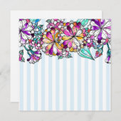 Purple flowers and light blue stripes サンキューカード (正面/裏面)