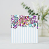 Purple flowers and light blue stripes サンキューカード (スタンド正面)