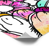 Purple flowers and light blue stripes ポスター (角)